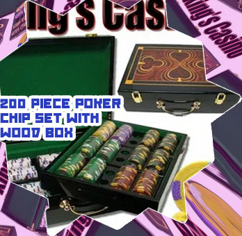 Poker chip set wooden box